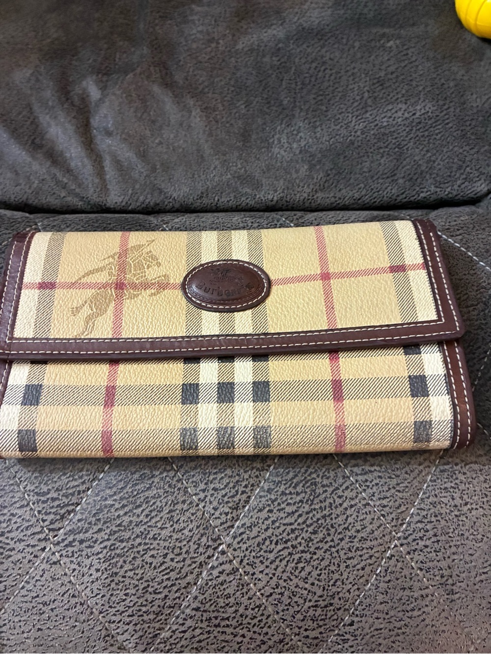 Burberry Tan and Brown Plaid Continental Wallet